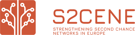 Logo of S2CENE project in white and orange colours